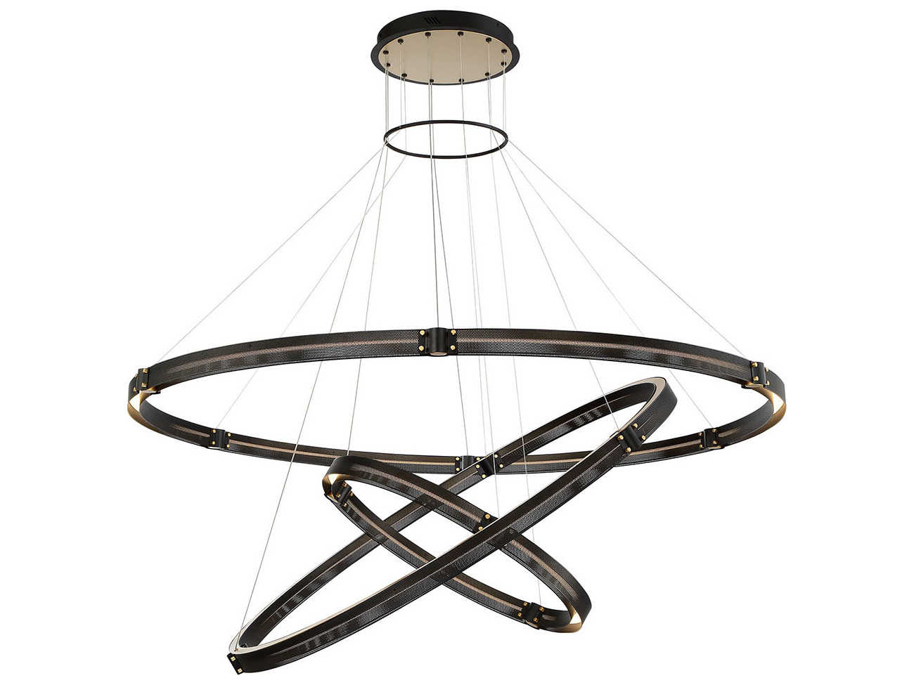 Eurofase Admiral 1-Light Matte Black Gold Painting LED Round Tiered Pendant