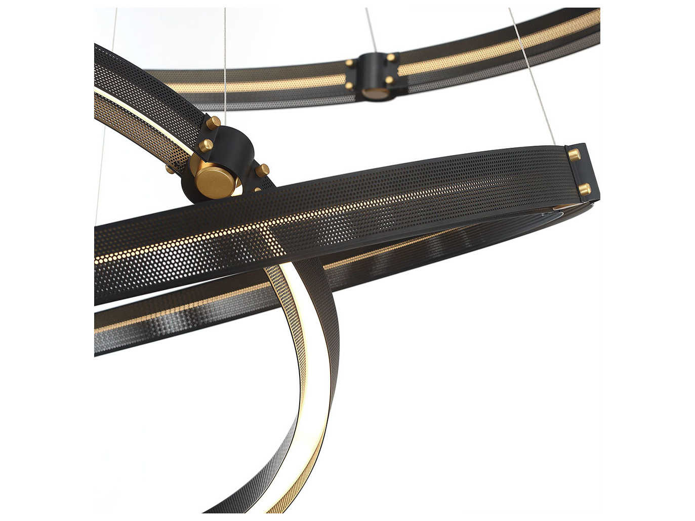 Eurofase Admiral 1-Light Matte Black Gold Painting LED Round Tiered Pendant