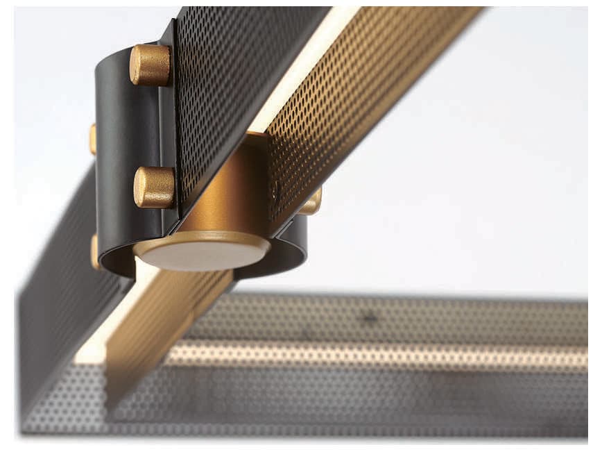 Eurofase Admiral 1-Light Matte Black Gold Painting LED Geometric Linear Island Pendant