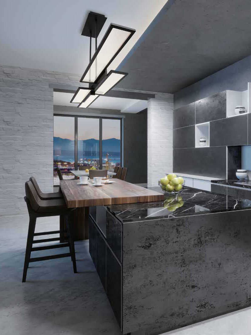 Eurofase Bayswater 1-Light Matte Black Glass LED Geometric Linear Island Pendant