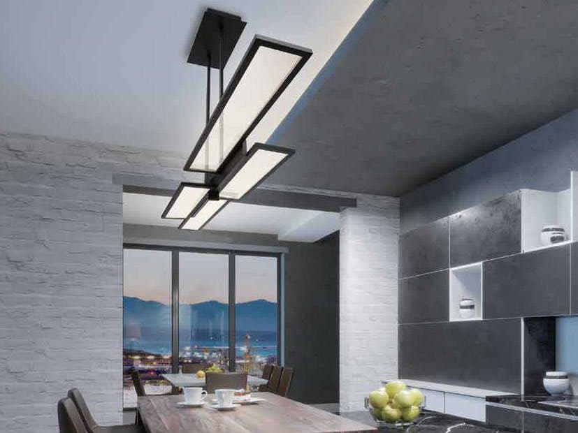 Eurofase Bayswater 1-Light Matte Black Glass LED Geometric Linear Island Pendant