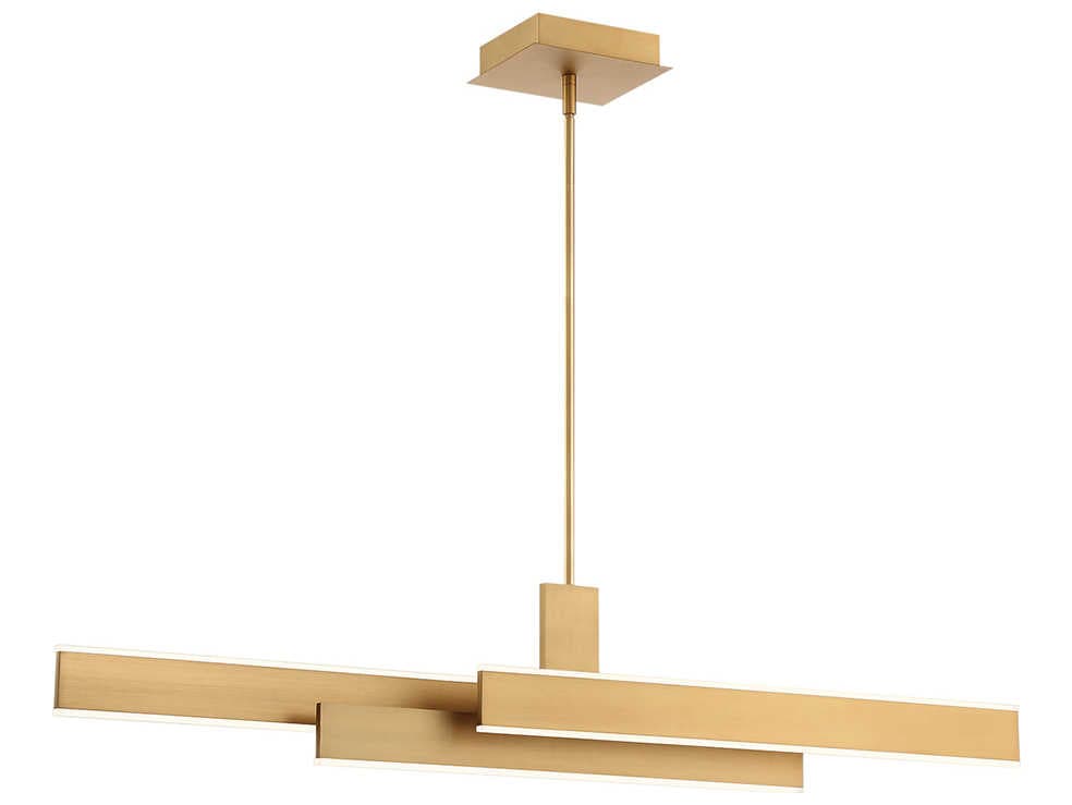 Eurofase Cameno 1-Light Vb Gold LED Geometric Linear Island Pendant