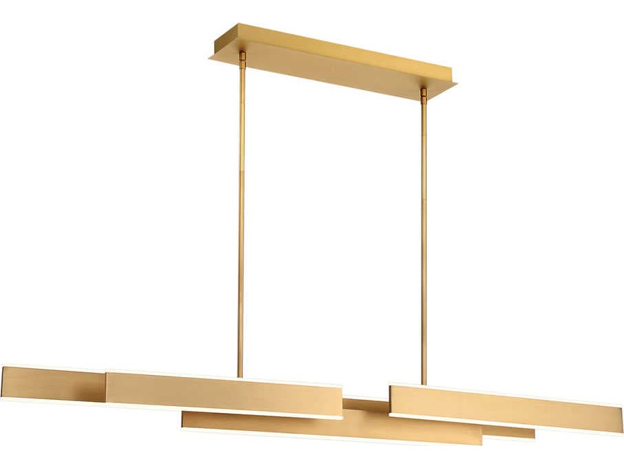 Eurofase Cameno 1-Light Vb Gold LED Geometric Linear Island Pendant