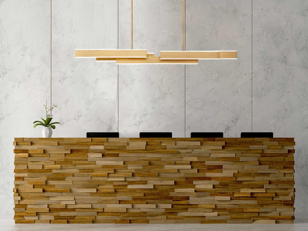 Eurofase Cameno 1-Light Vb Gold LED Geometric Linear Island Pendant