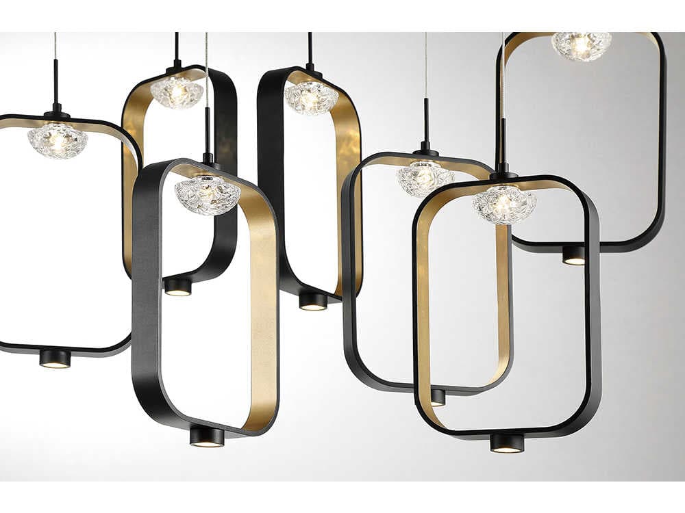 Eurofase Dagmar 9-Light Black Glass LED Geometric Pendant