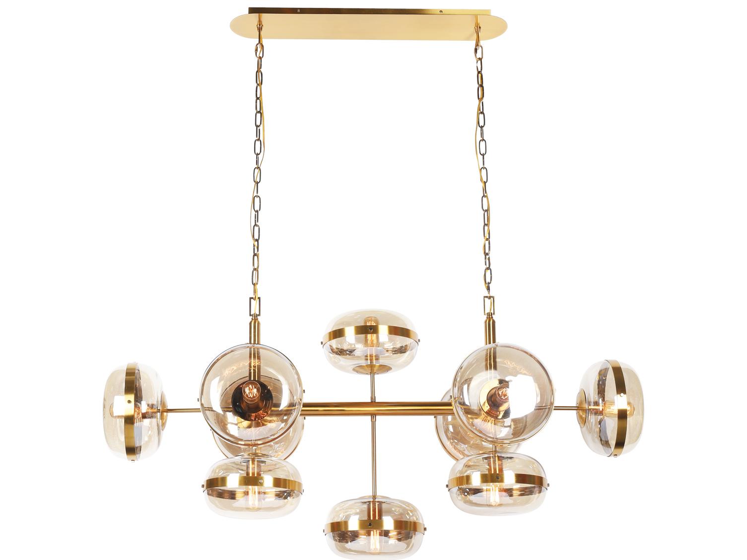 Eurofase Nottingham 10-Light Ancient Brass Glass Linear Island Pendant