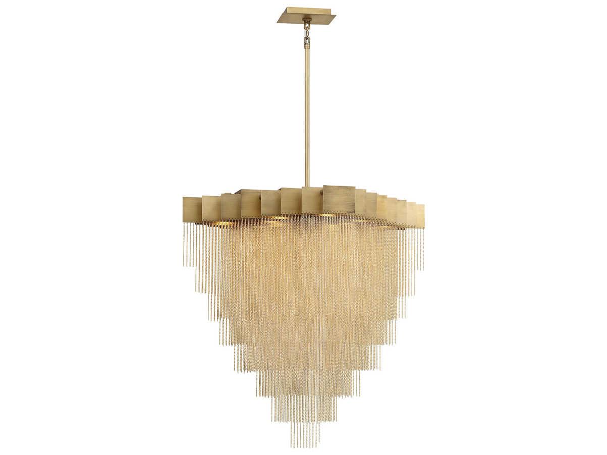 Eurofase Bloomfield 18-Light8-Light Antique Brush Gold Glass LED Geometric Pendant