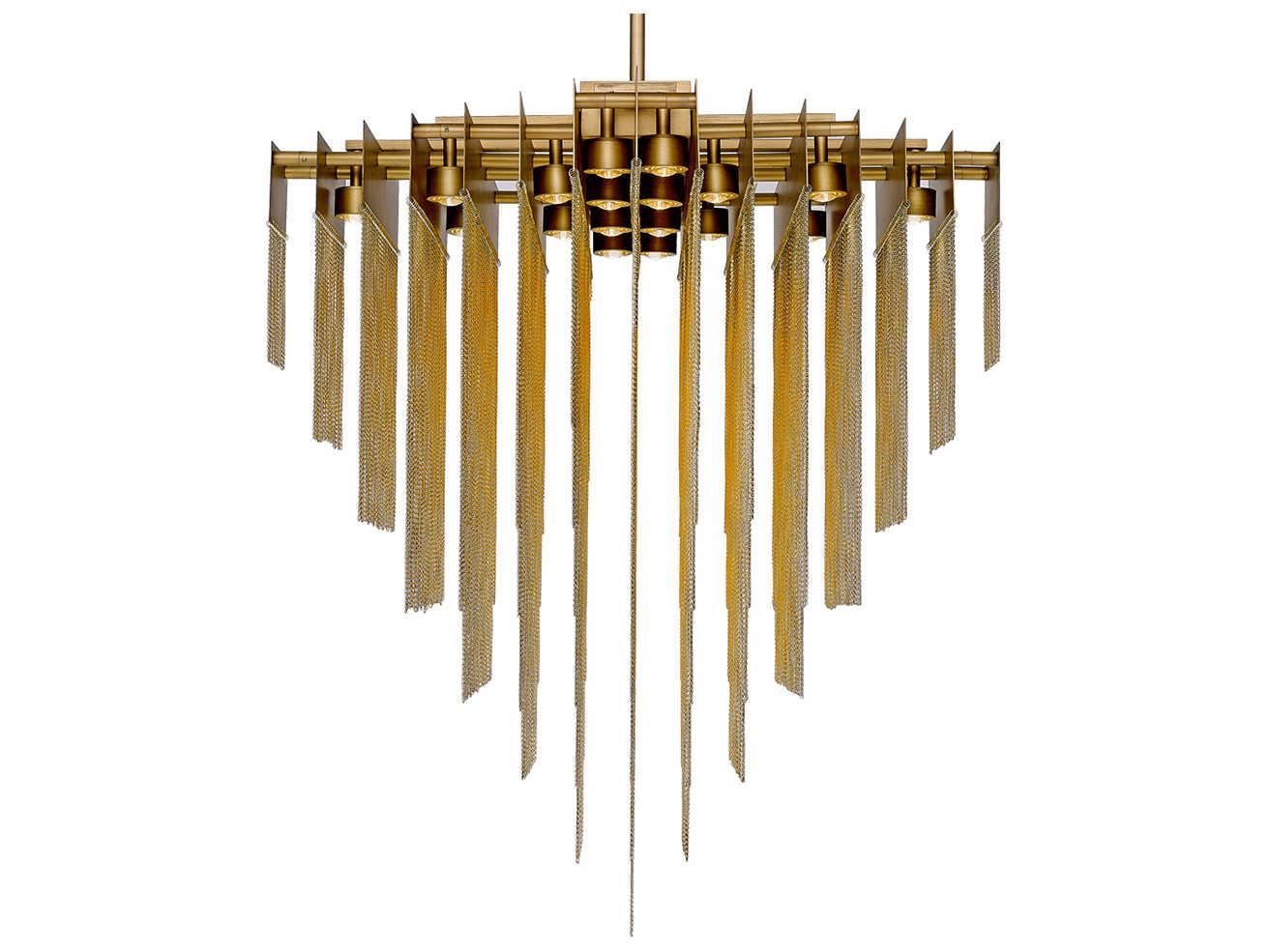 Eurofase Bloomfield 18-Light8-Light Antique Brush Gold Glass LED Geometric Pendant