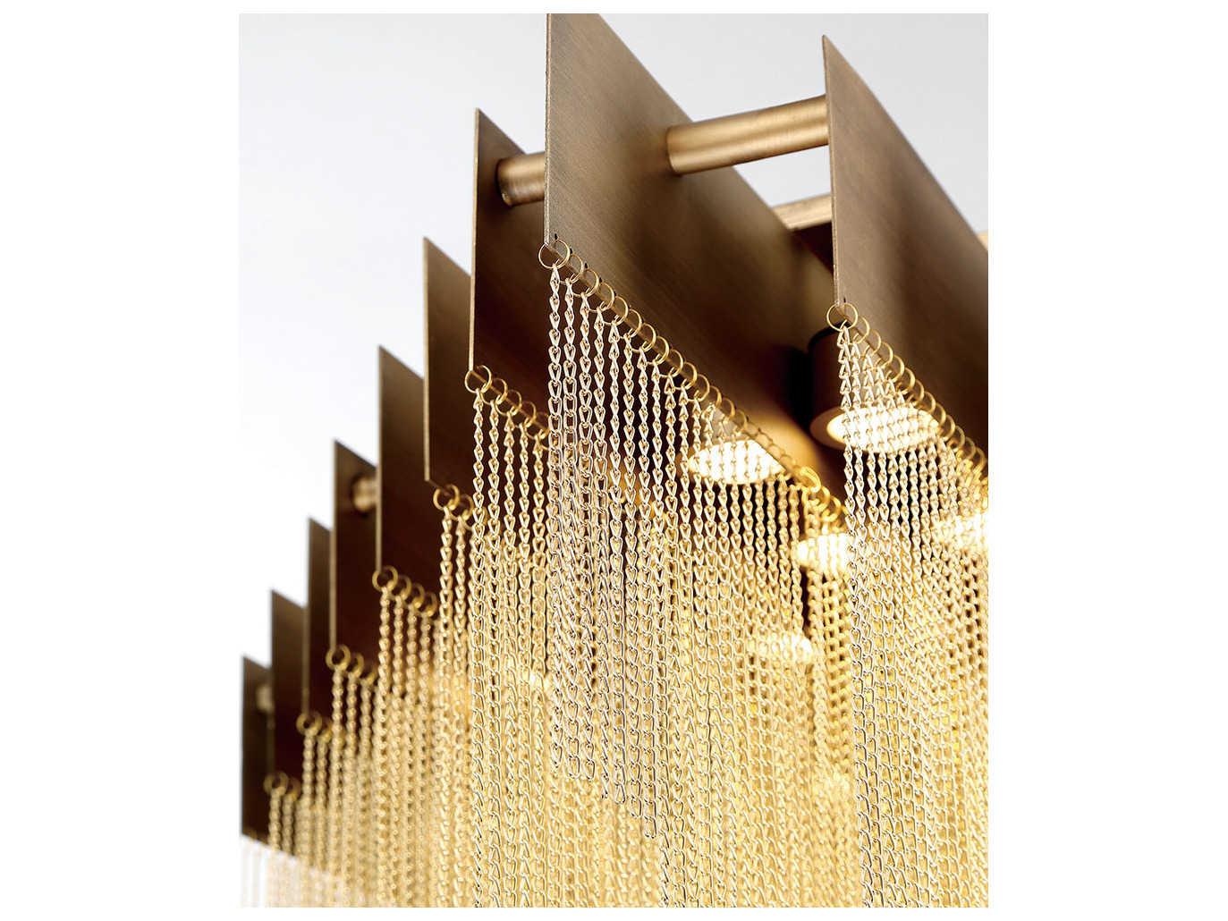 Eurofase Bloomfield 18-Light8-Light Antique Brush Gold Glass LED Geometric Pendant