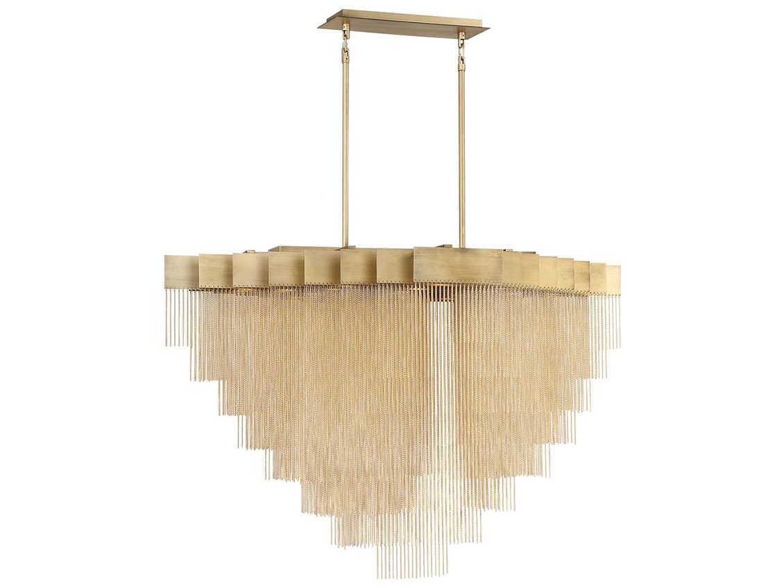 Eurofase Bloomfield 22-Light Antique Brush Gold Glass LED Geometric Island Pendant
