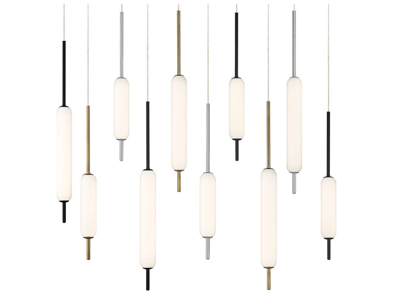 Eurofase Cumberland 12-Light Antique Brass Black Glass LED Linear Island Pendant