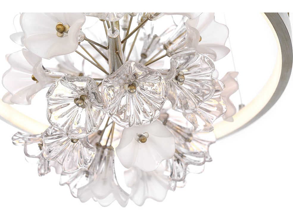 Eurofase Clayton 1-Light Silver With Brushed Gold Glass LED Round Pendant