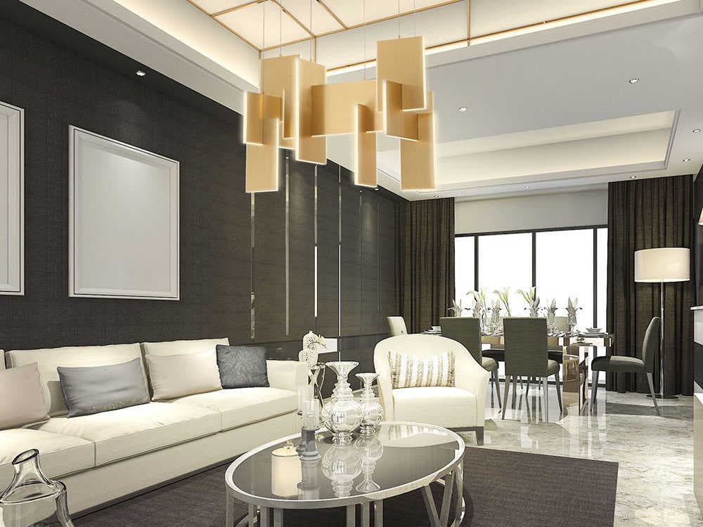 Eurofase Coburg 1-Light Painting Bronze LED Geometric Linear Island Pendant