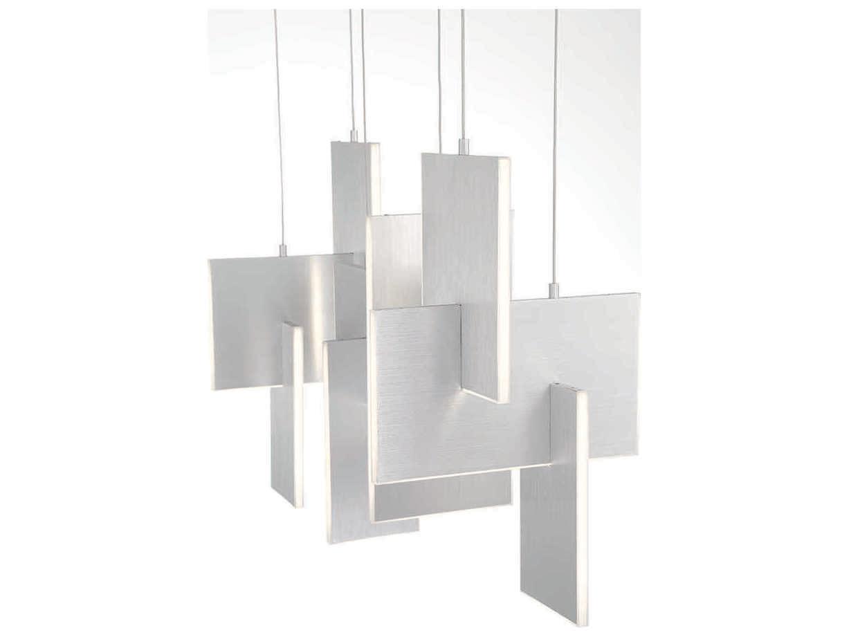 Eurofase Coburg 1-Light Aluminium Silver LED Geometric Linear Island Pendant