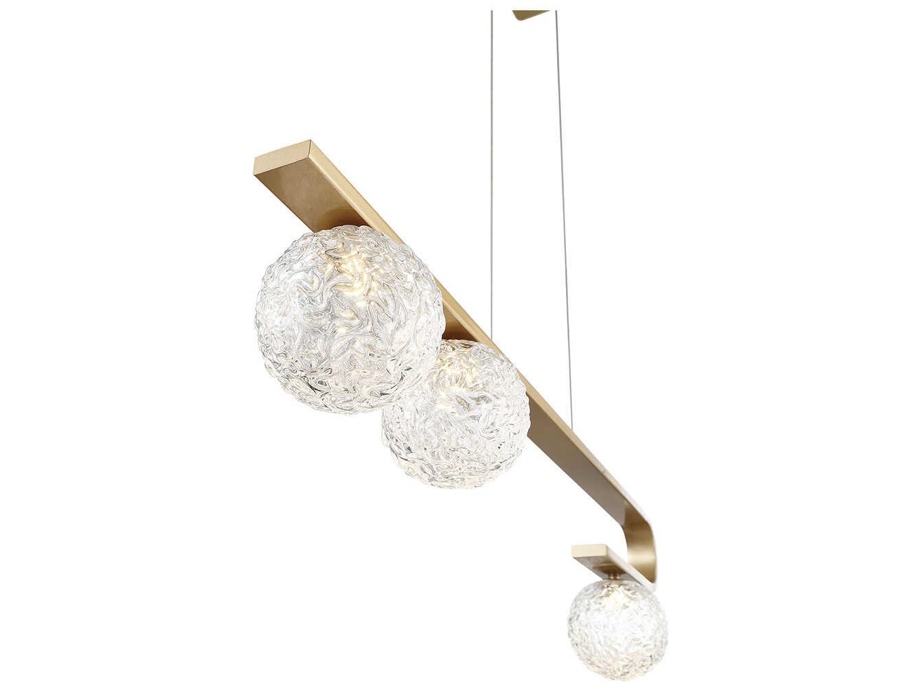 Eurofase Phillimore 3-Light Brushed Gold Glass LED Globe Linear Island Pendant