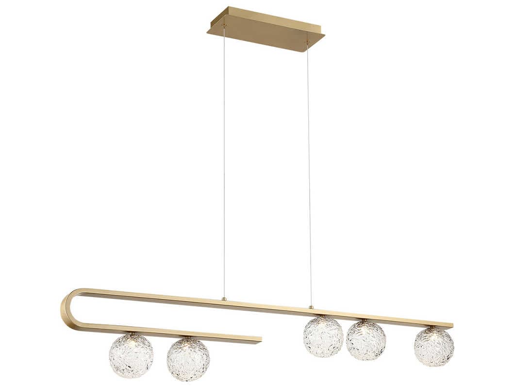 Eurofase Phillimore 5-Light Brushed Gold Glass LED Globe Linear Island Pendant