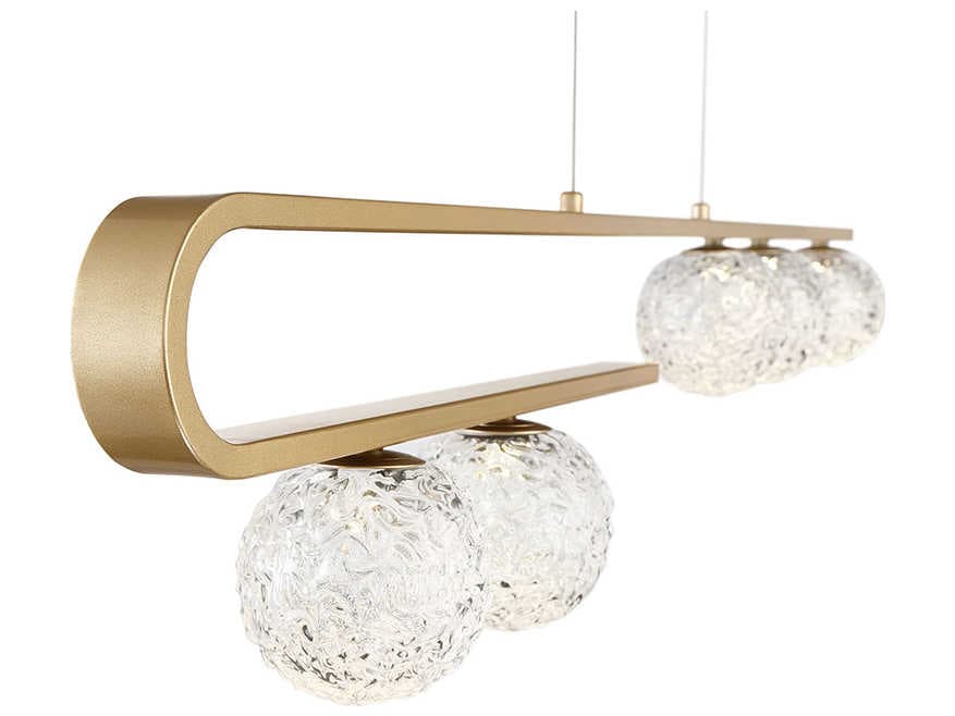Eurofase Phillimore 5-Light Brushed Gold Glass LED Globe Linear Island Pendant