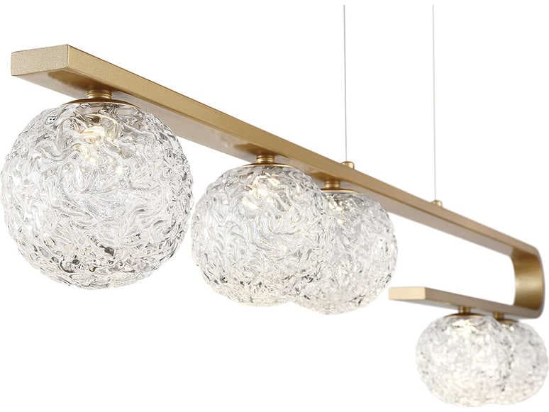 Eurofase Phillimore 5-Light Brushed Gold Glass LED Globe Linear Island Pendant