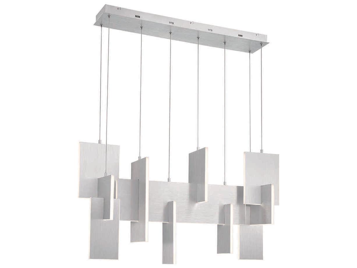 Eurofase Coburg 1-Light Aluminium Silver LED Geometric Linear Island Pendant