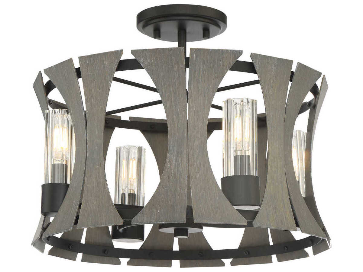 Eurofase Pennino 4-Light Black Gray Semi Flush Mount