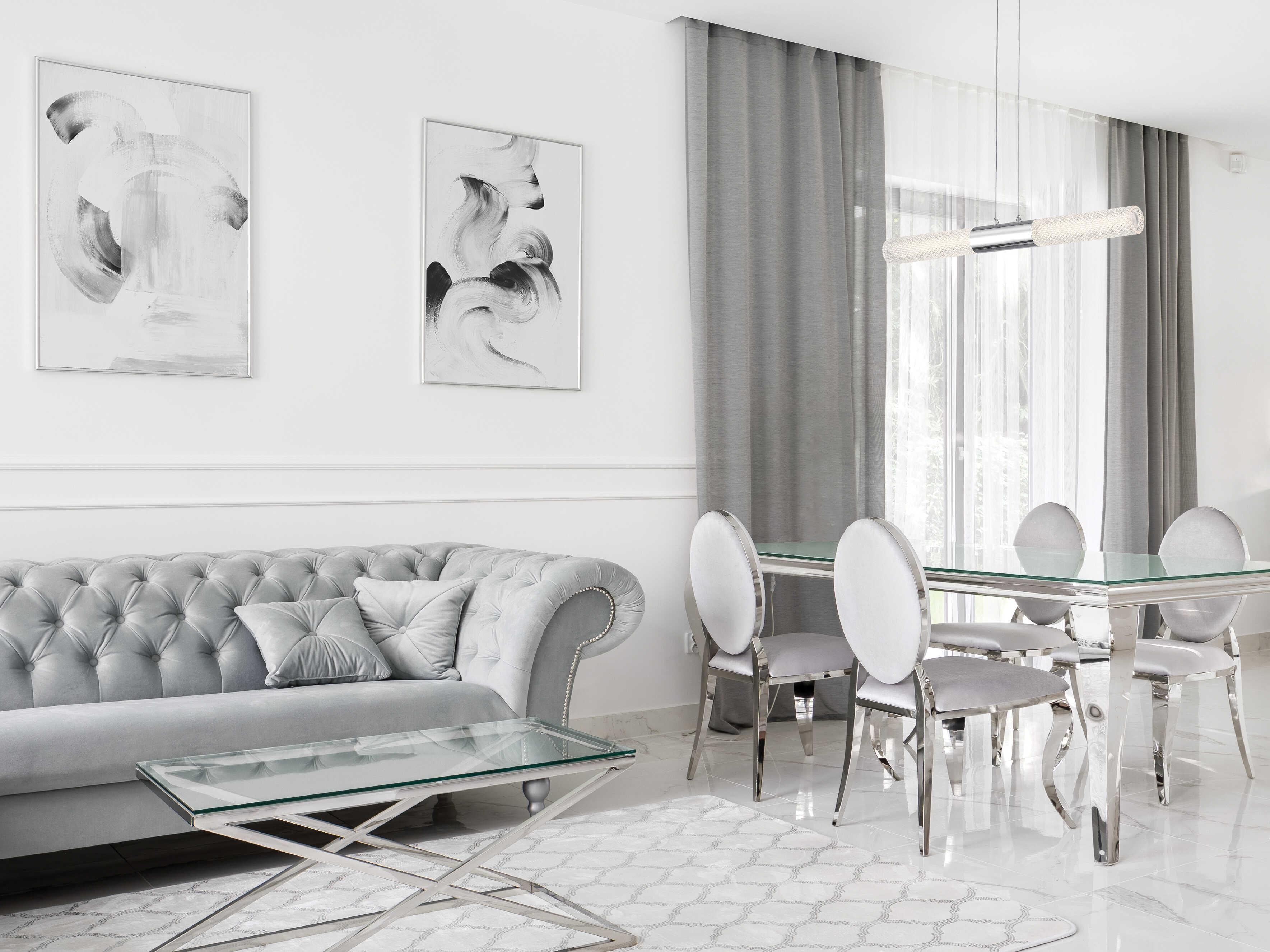 Eurofase Crossley Chrome Cylinder Linear Island Pendant