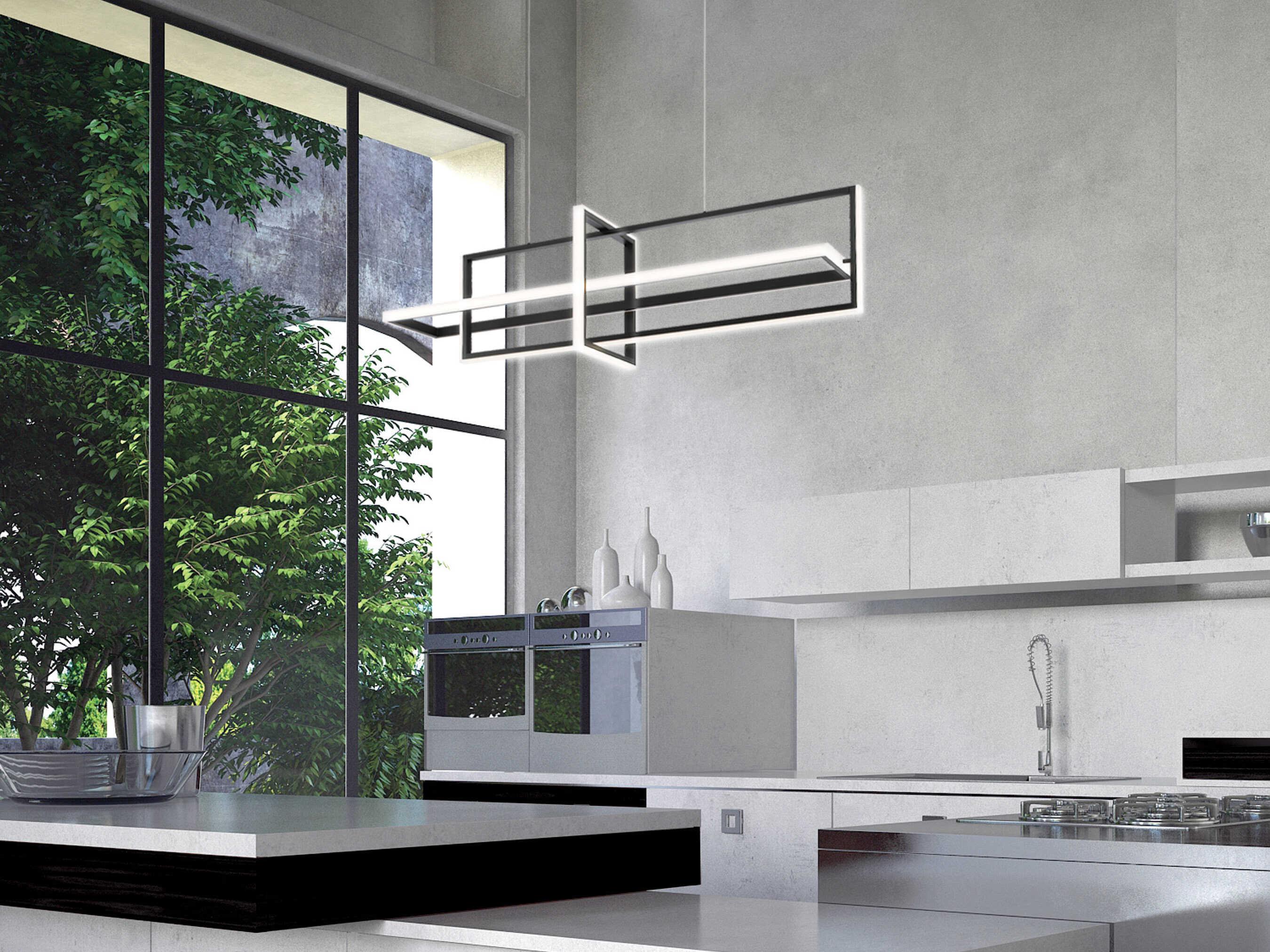 Eurofase Bordo Black Geometric Island Pendant