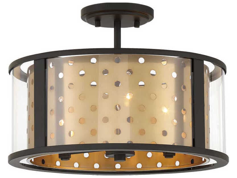 Eurofase Grado 3-Light Gold Drum Semi Flush Mount