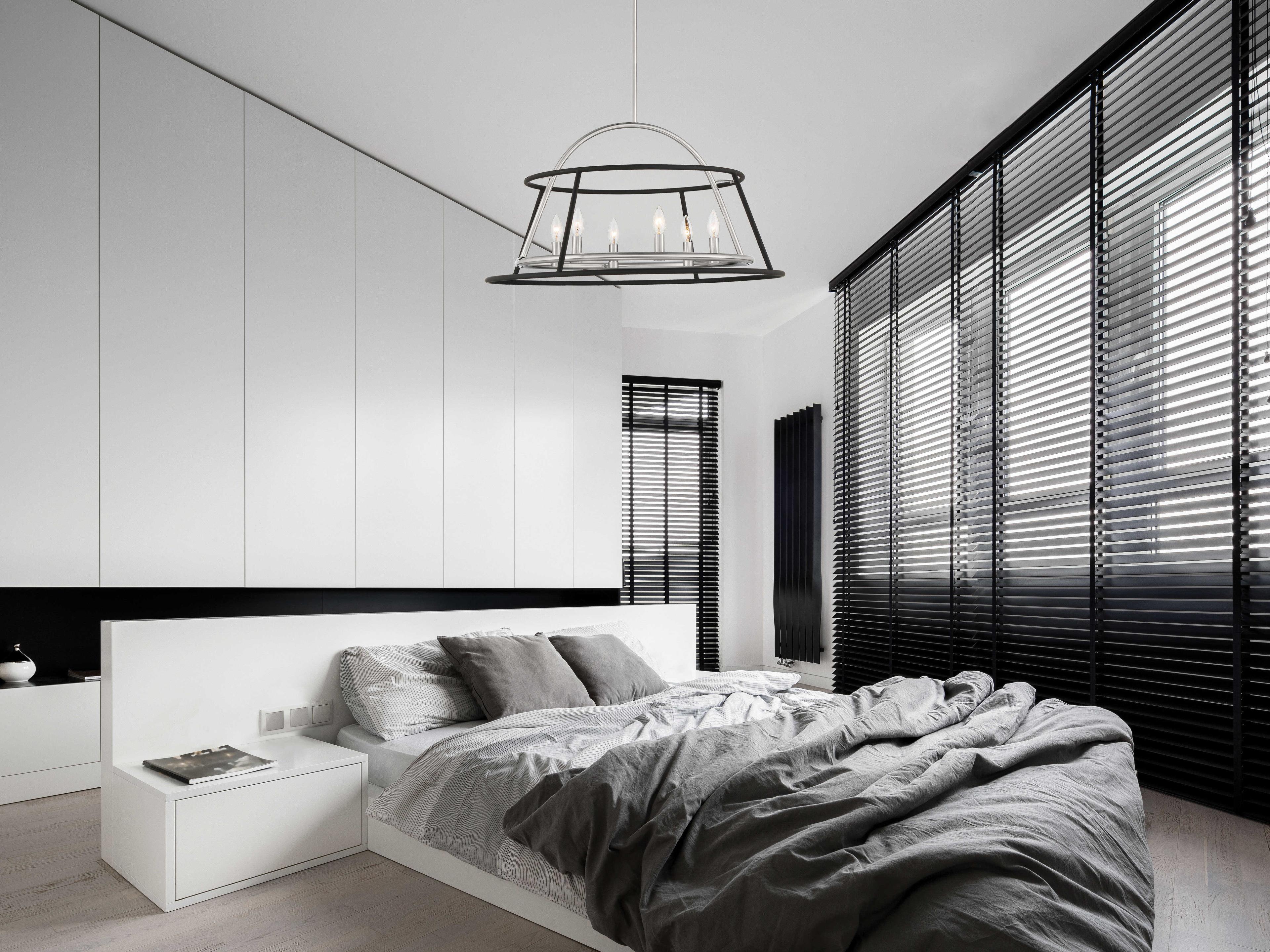 Eurofase Campana 6-Light Satin Nickel Candelabra Chandelier