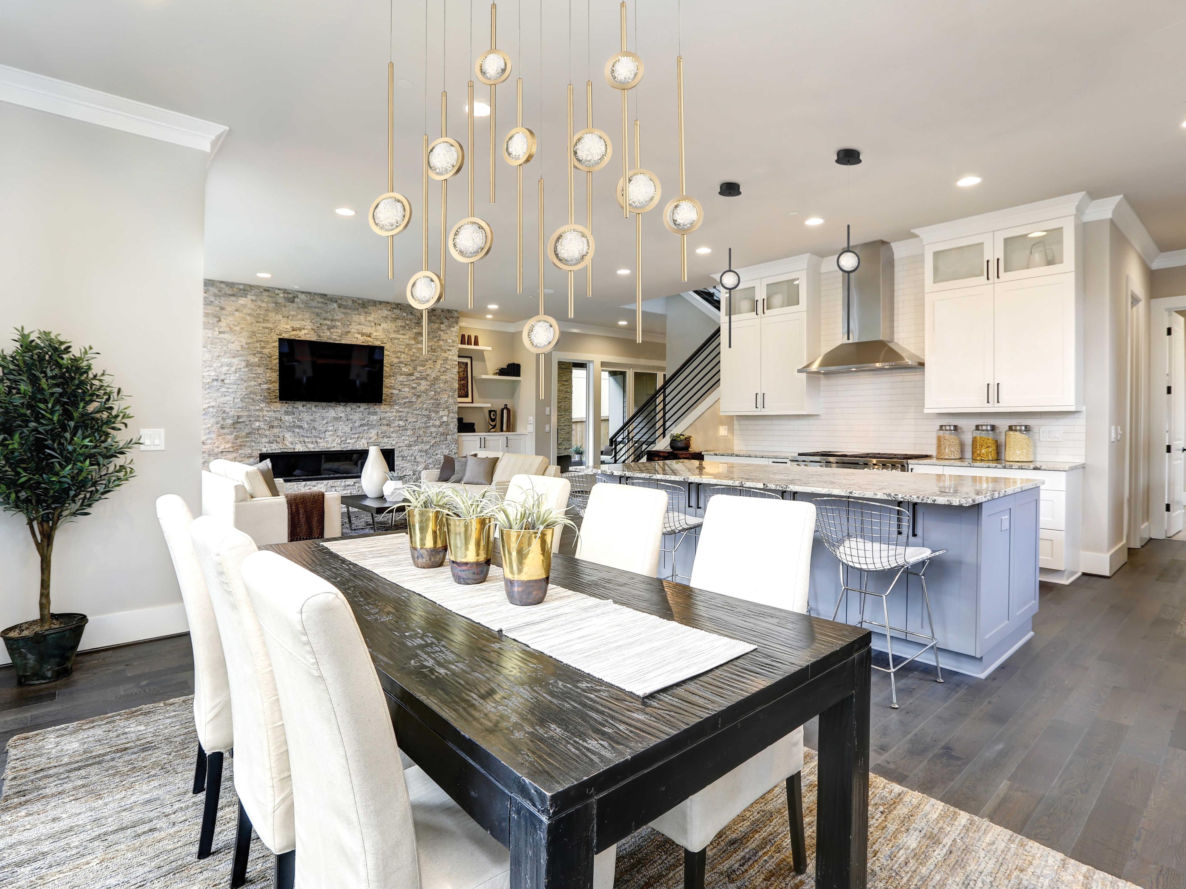 Eurofase Barletta Brass Linear Island Pendant