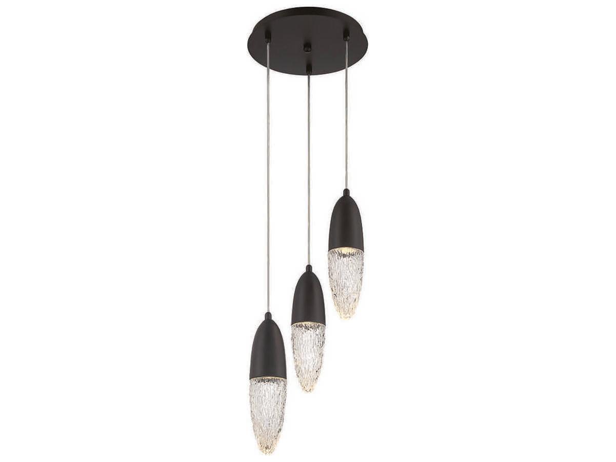Eurofase Ecrou 3-Light Black Glass Linear Pendant
