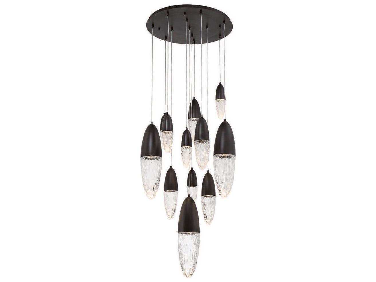 Eurofase Ecrou 12-Light Black Glass Linear Pendant