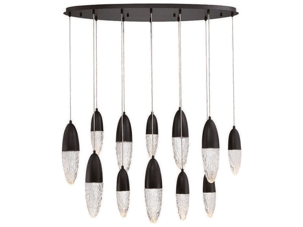 Eurofase Ecrou 12-Light Black Glass Linear Island Pendant