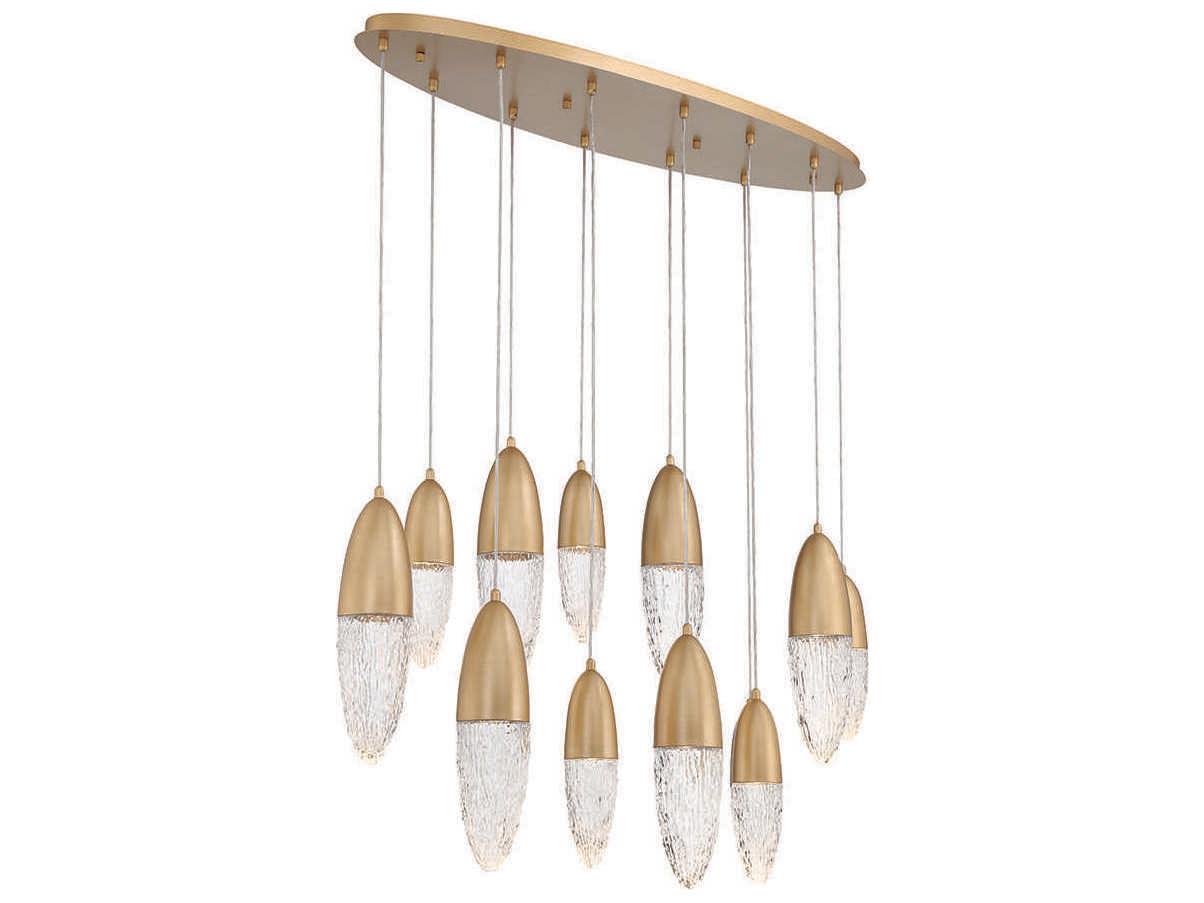 Eurofase Ecrou 12-Light Gold Glass Linear Island Pendant