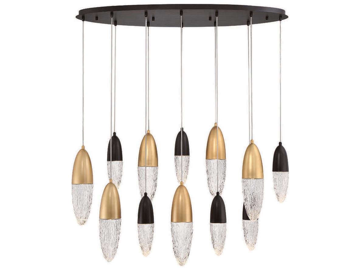 Eurofase Ecrou 20-Light Mixed Black Brass Glass Island Pendant