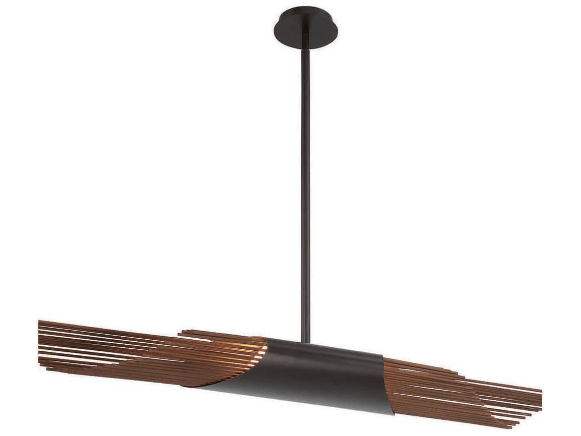 Eurofase Umura 2-Light Black And Aged Gold LED Geometric Linear Island Pendant