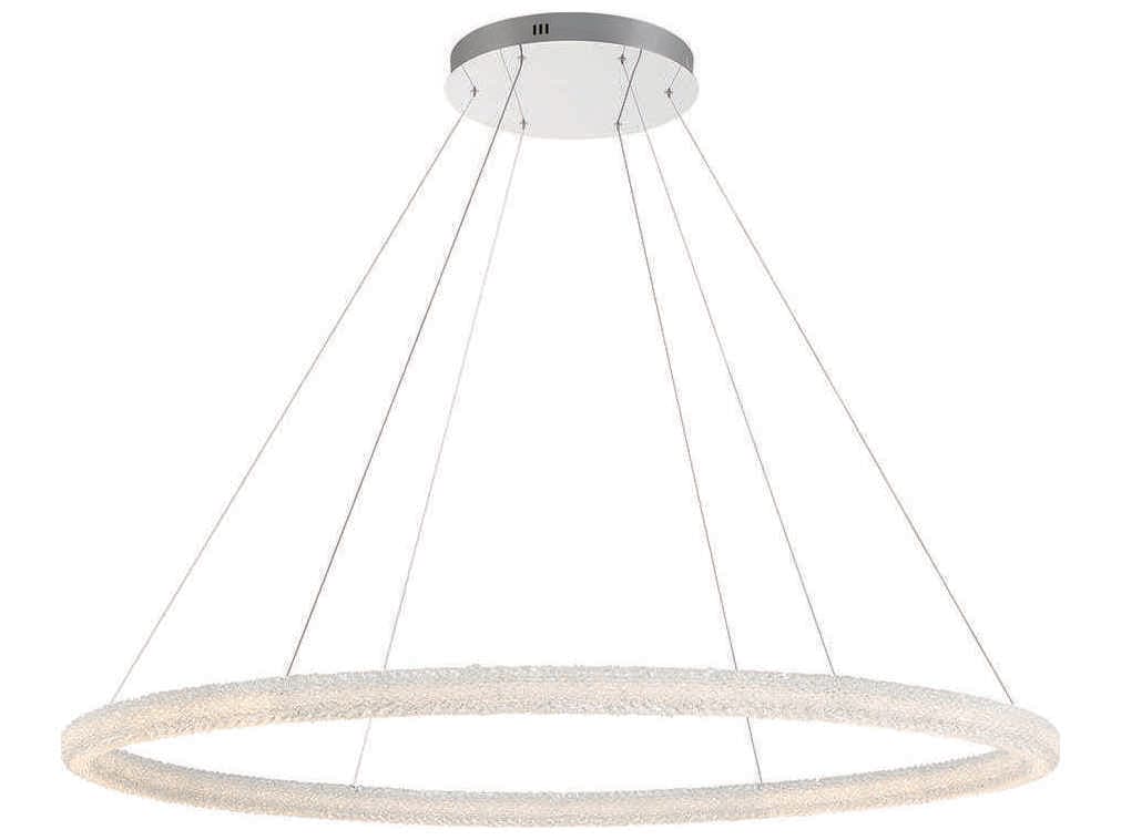 Eurofase Sassi 1-Light Chrome Crystal LED Linear Round Pendant