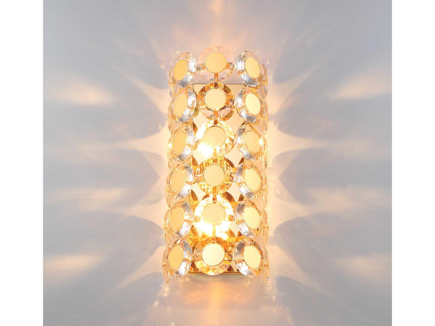 Eurofase Perrene 2-Light Gold Crystal Wall Sconce