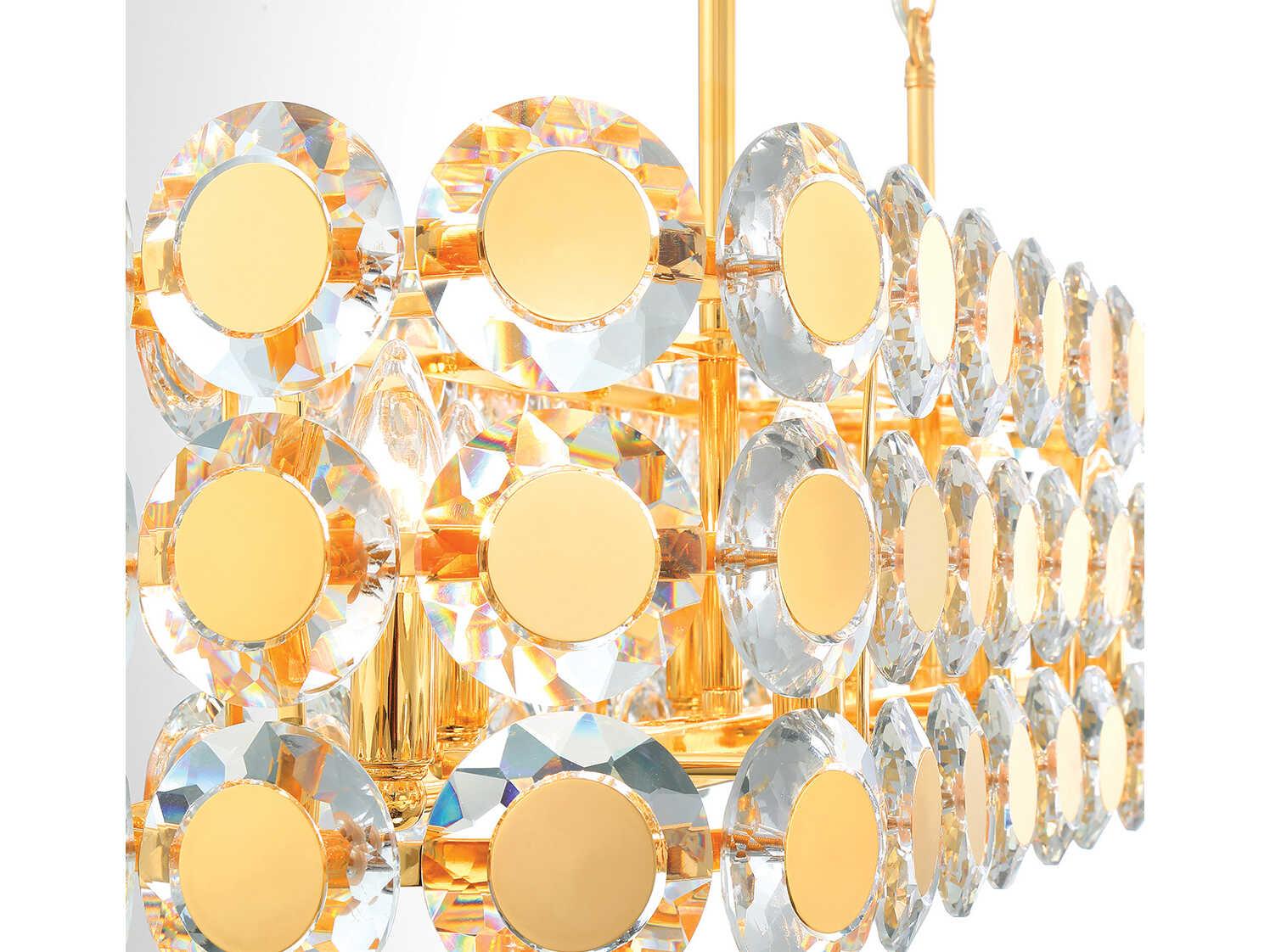 Eurofase Perrene 8-Light Gold Crystal Linear Island Pendant