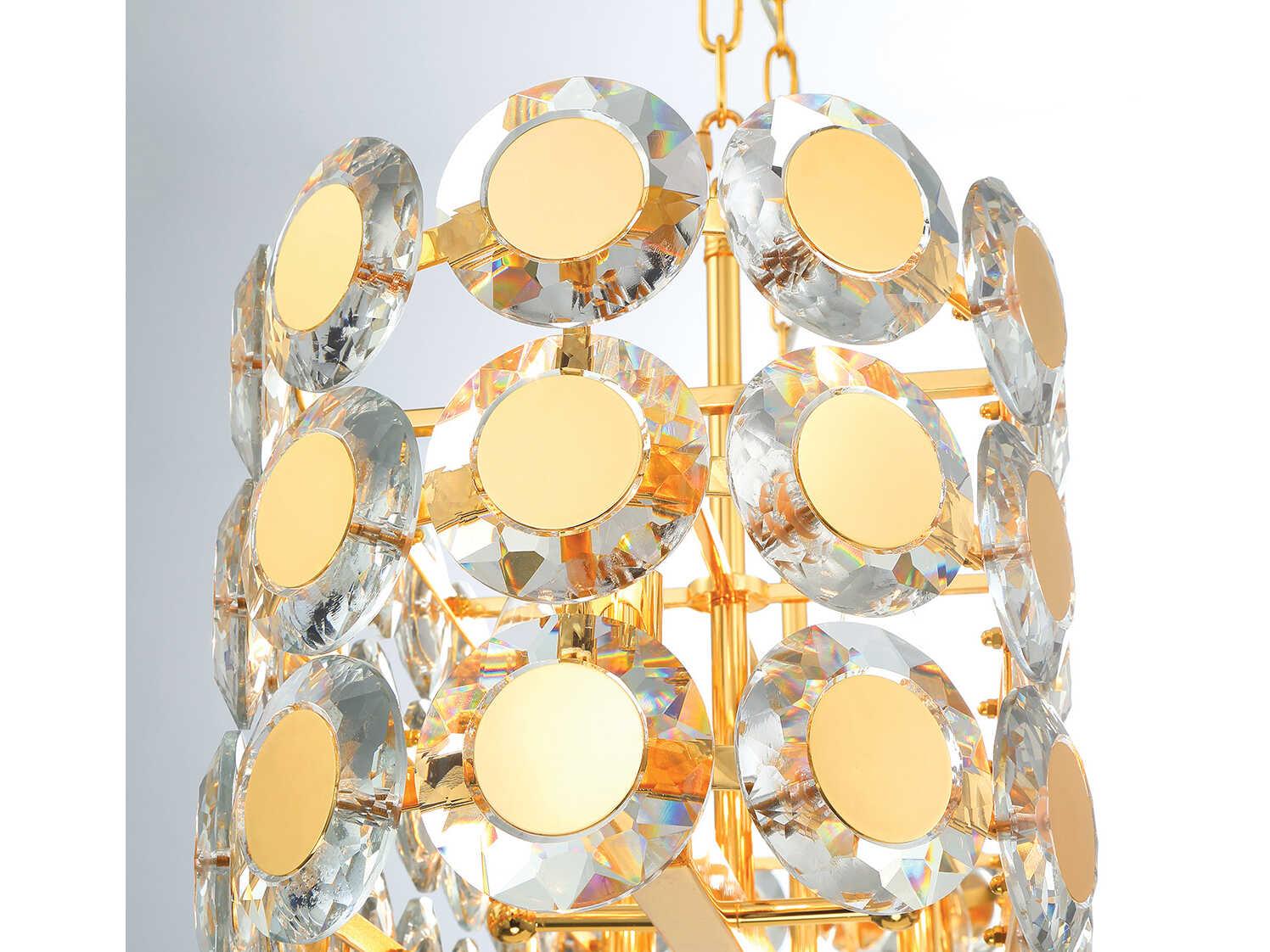 Eurofase Perrene 8-Light Gold Crystal Linear Island Pendant