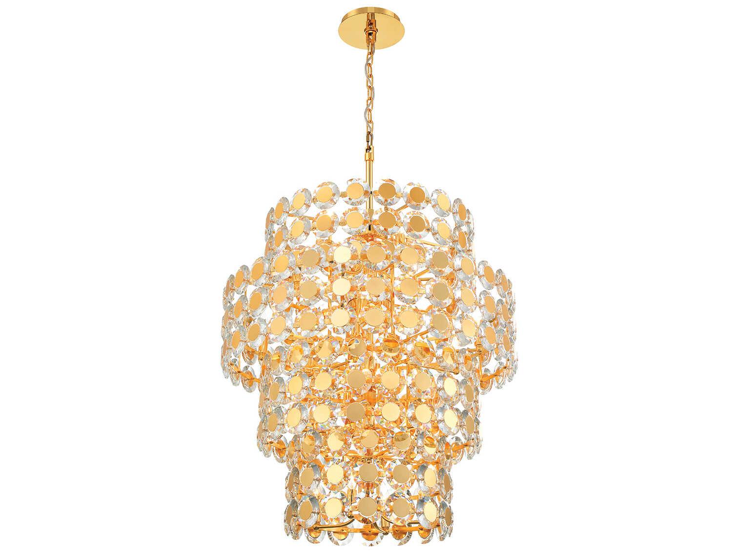 Eurofase Perrene 24-Light Gold Crystal Tiered Chandelier