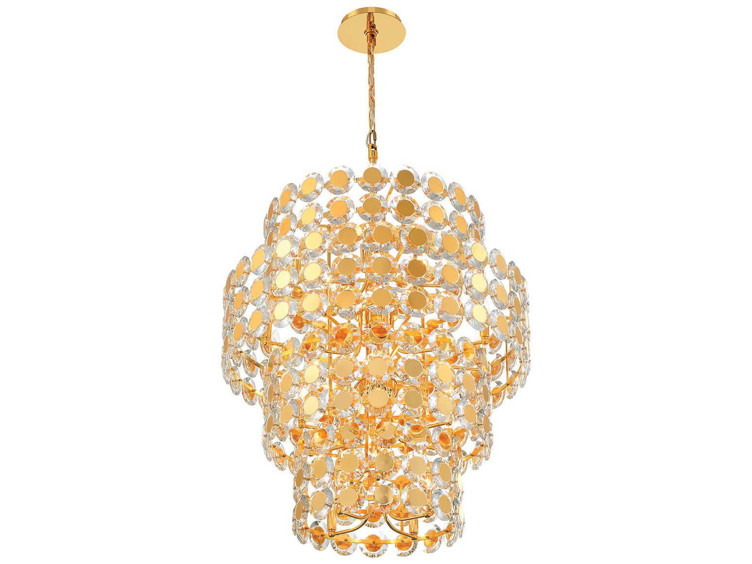 Eurofase Perrene 24-Light Gold Crystal Tiered Chandelier