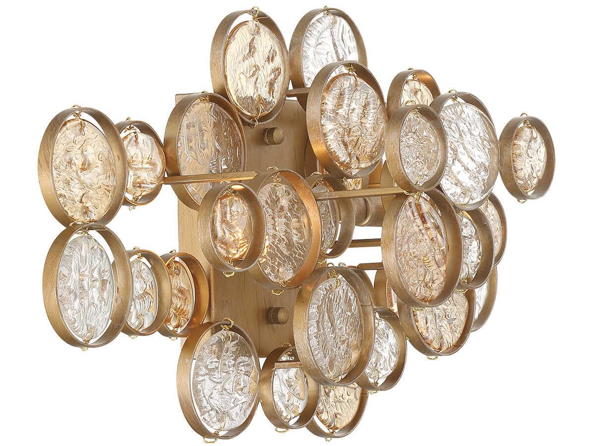 Eurofase Trento 2-Light Antique Gold Glass Vanity Light