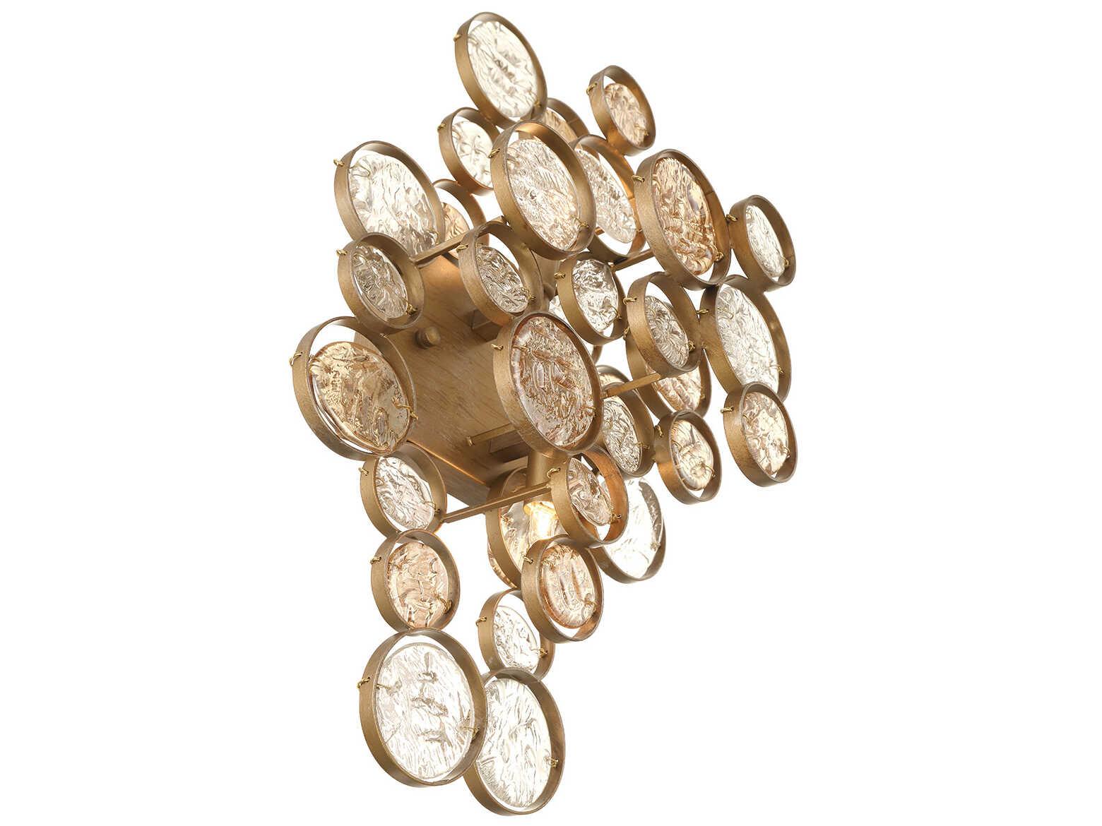 Eurofase Trento 2-Light Antique Gold Glass Vanity Light