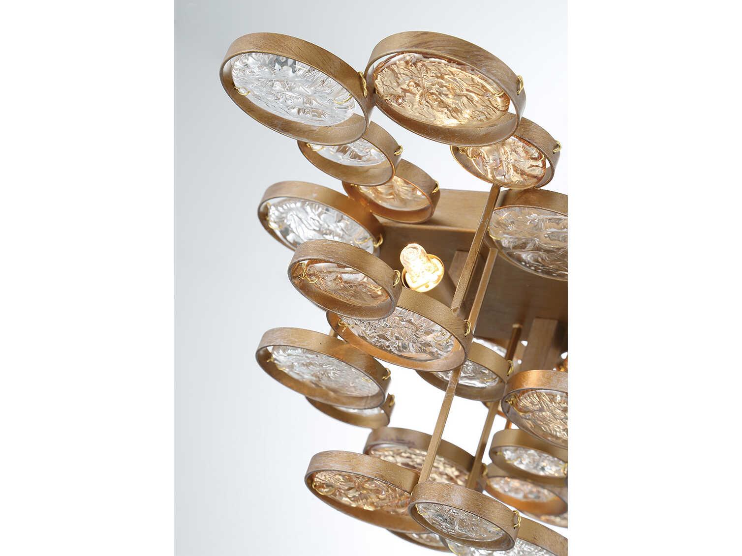 Eurofase Trento 2-Light Antique Gold Glass Vanity Light