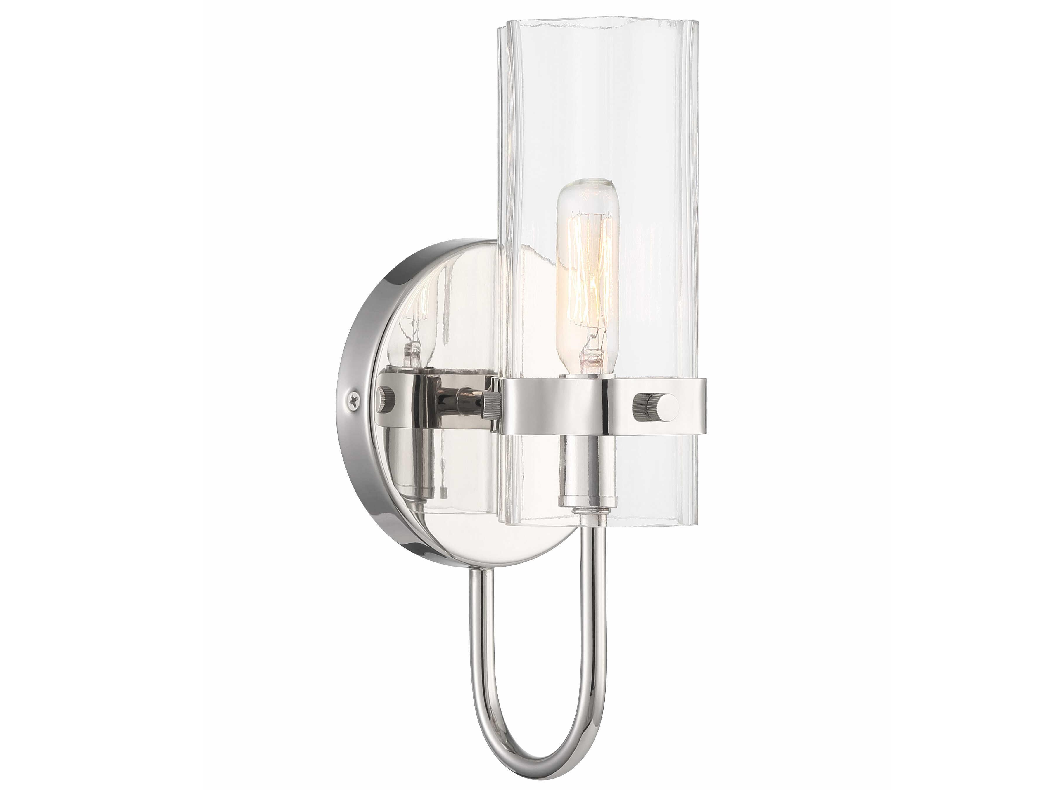 Eurofase Brook 1-Light Polished Nickel Glass Wall Sconce