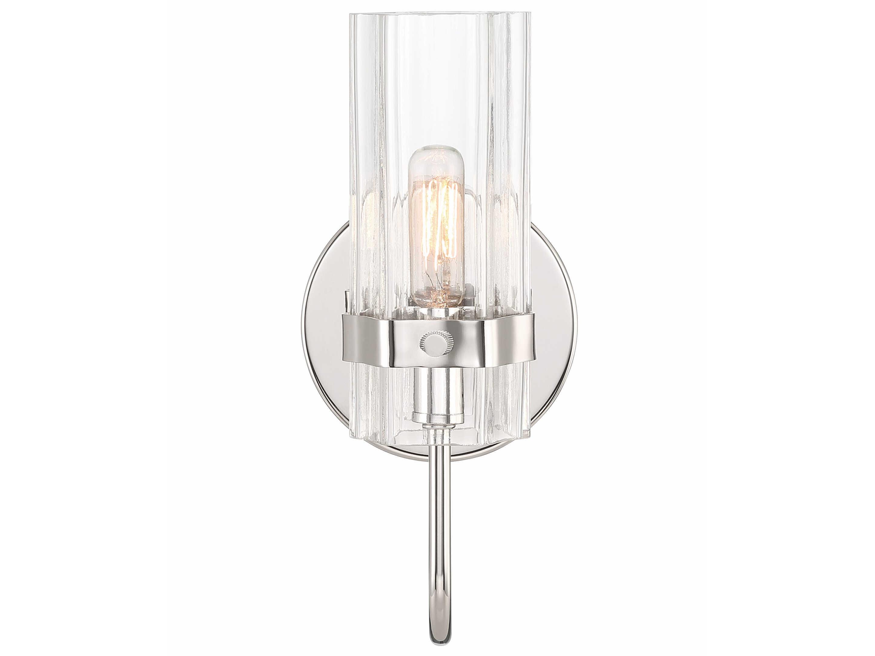 Eurofase Brook 1-Light Polished Nickel Glass Wall Sconce
