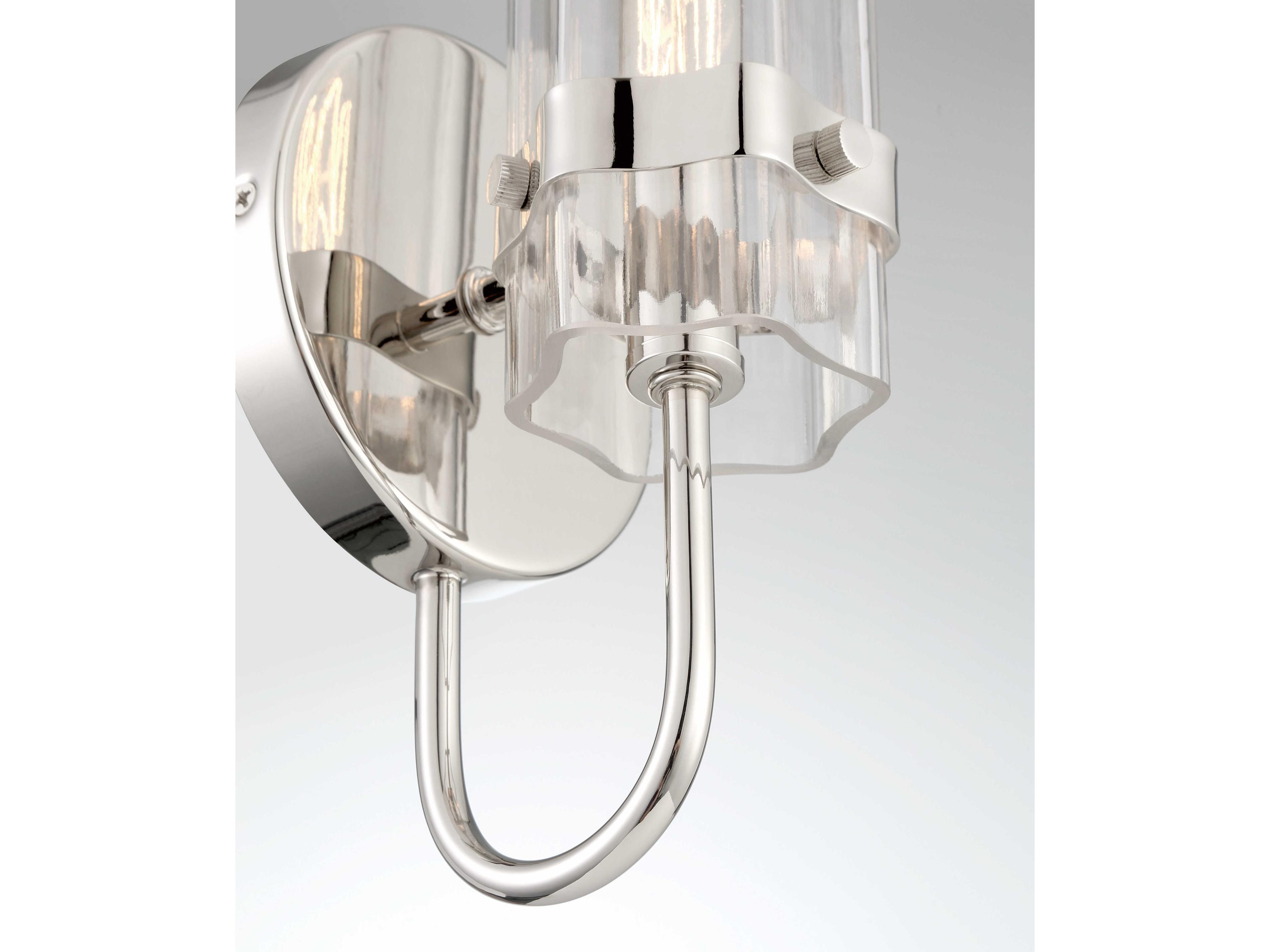 Eurofase Brook 1-Light Polished Nickel Glass Wall Sconce