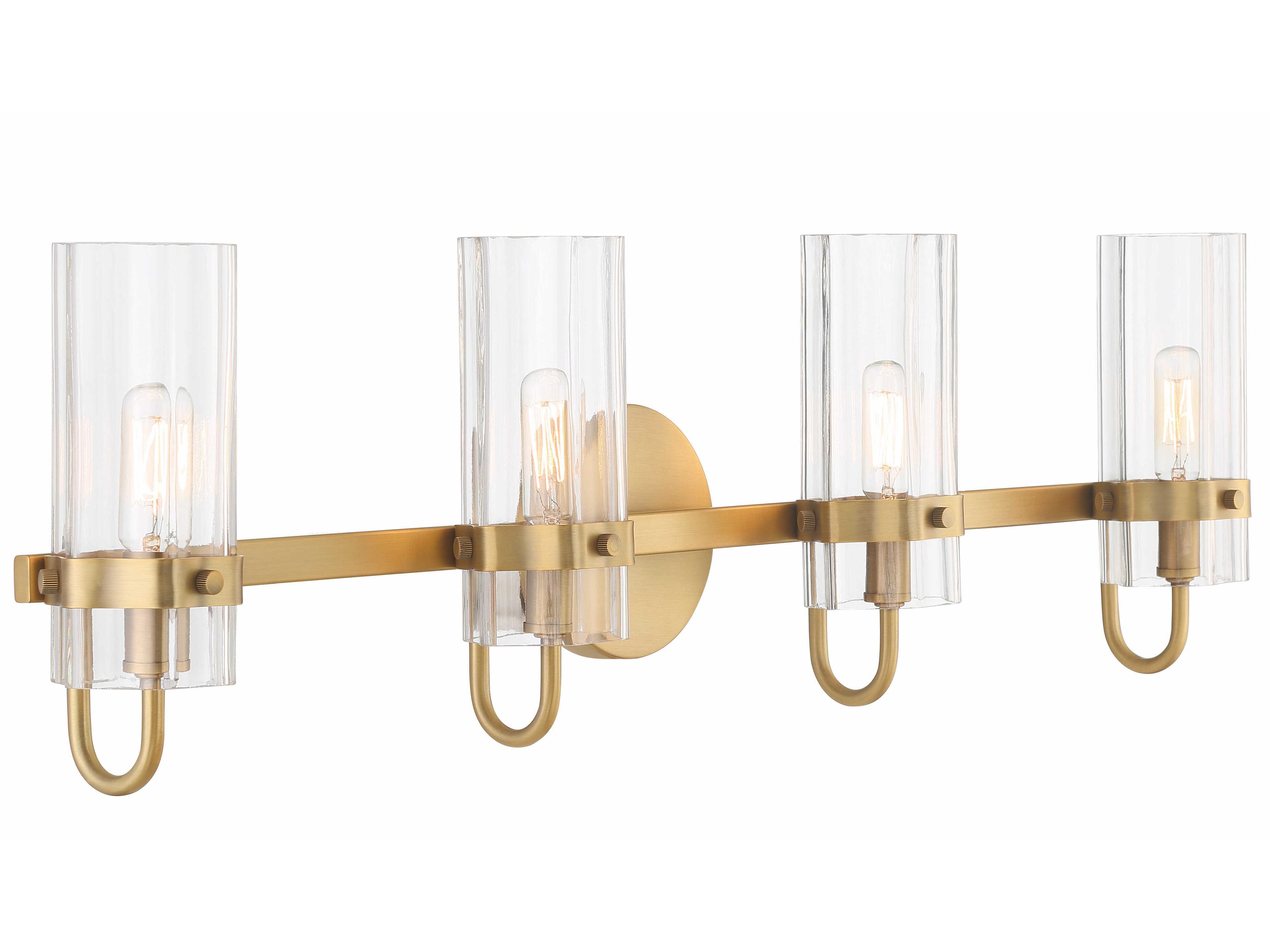 Eurofase Brook 4-Light Brass Glass Vanity Light