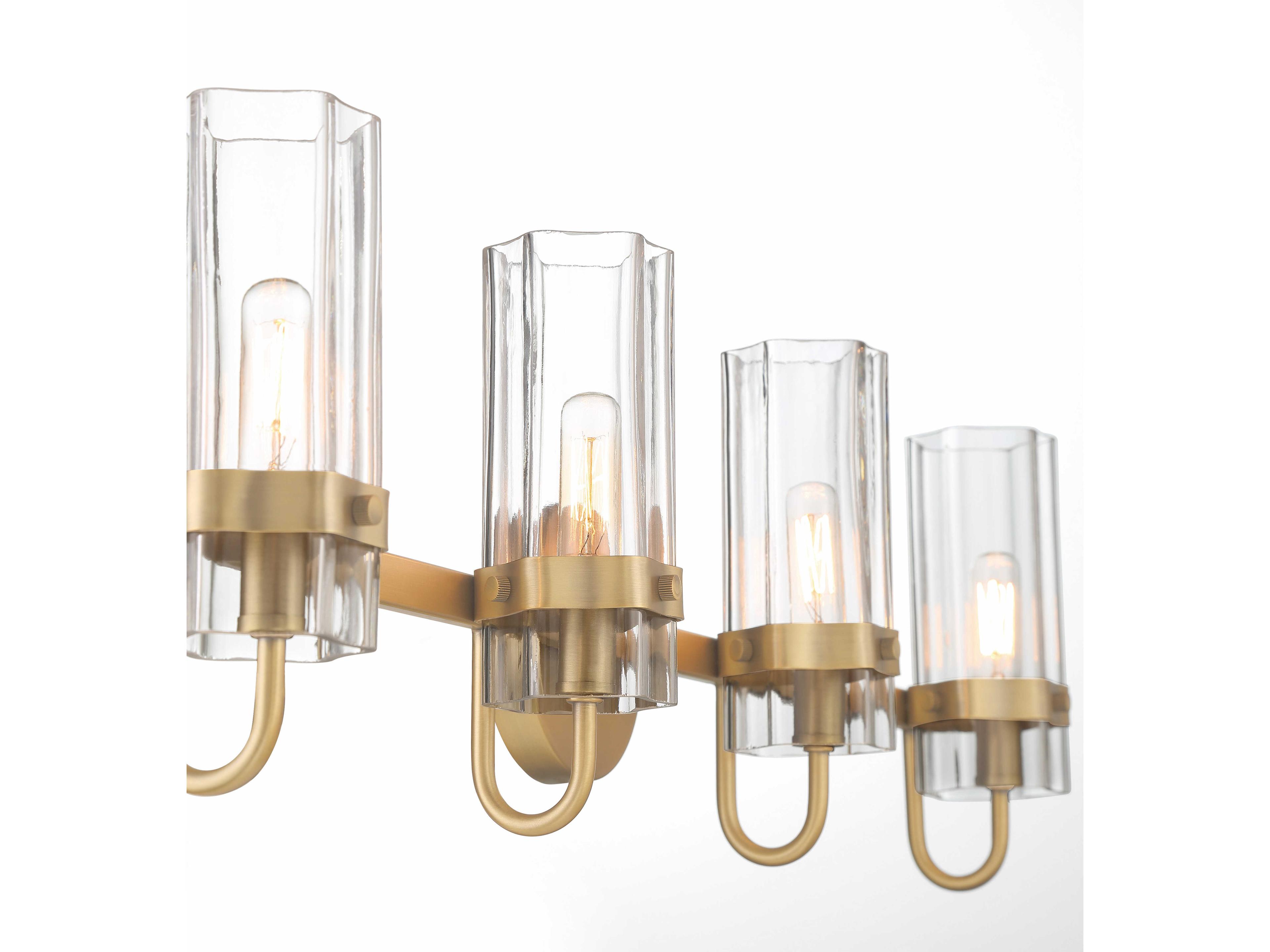 Eurofase Brook 4-Light Brass Glass Vanity Light