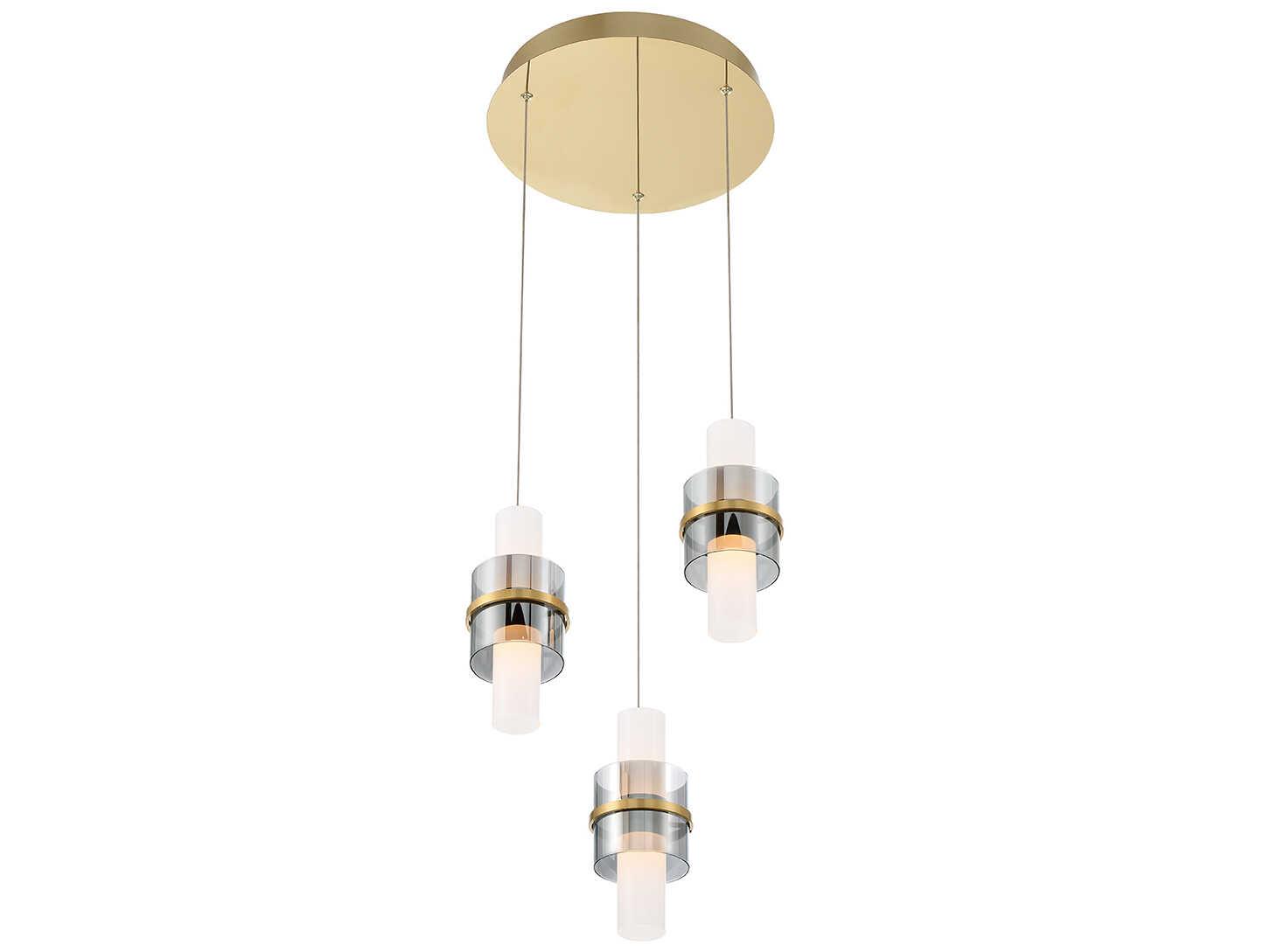 Eurofase Rola 6-Light Brushed Gold Glass LED Cylinder Pendant